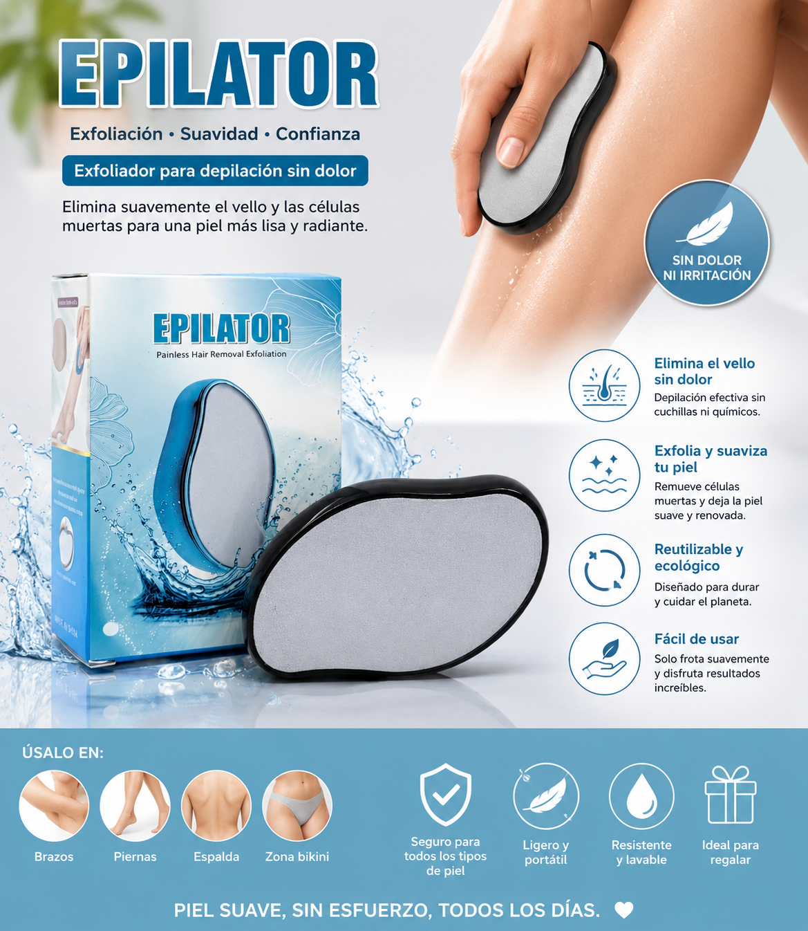 Depilación Sin Dolor con Piedra Natural – Resultado Profesional en Casa